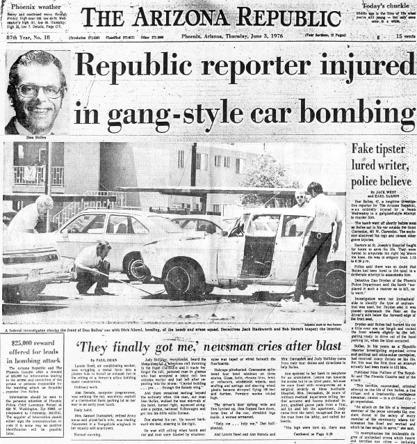 titulní strana The Arizona Republic 3. června 1976