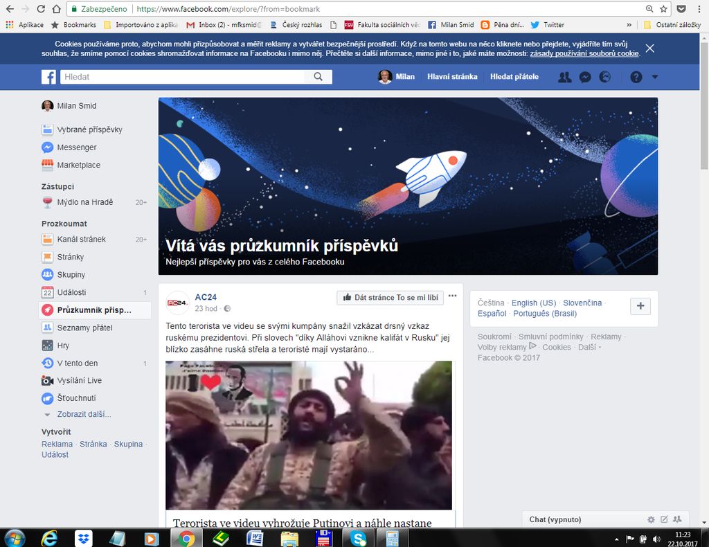 průzkumní příspěvků na Facebooku