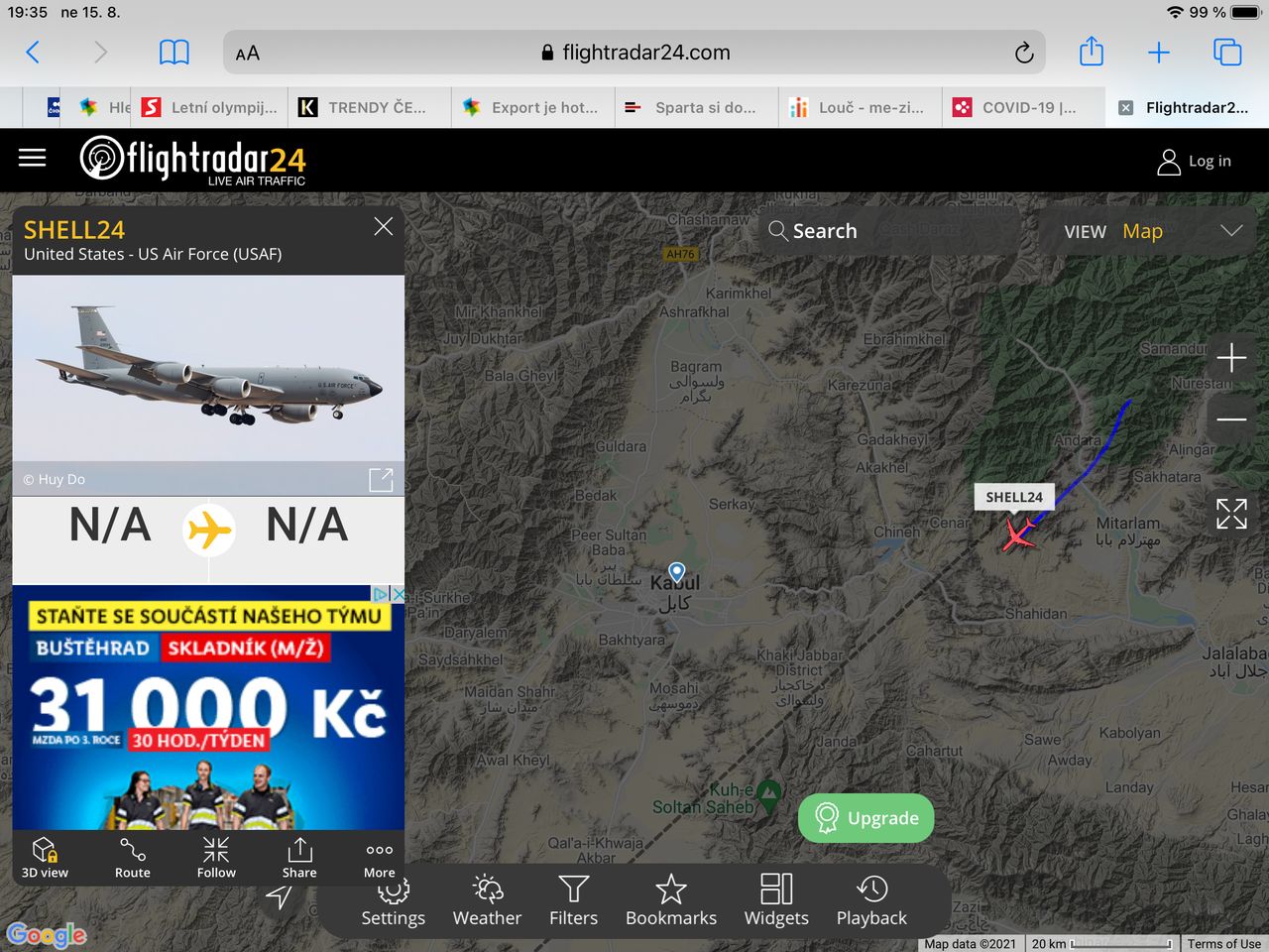 Flightradar24 Kábul 19:30