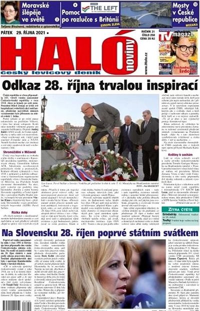 titulní strana Haló noviny 29.10.2021
