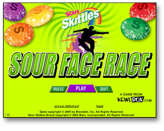 nlepka hry sour skittles, hri na skateboardu klikuj mezi kuelkami