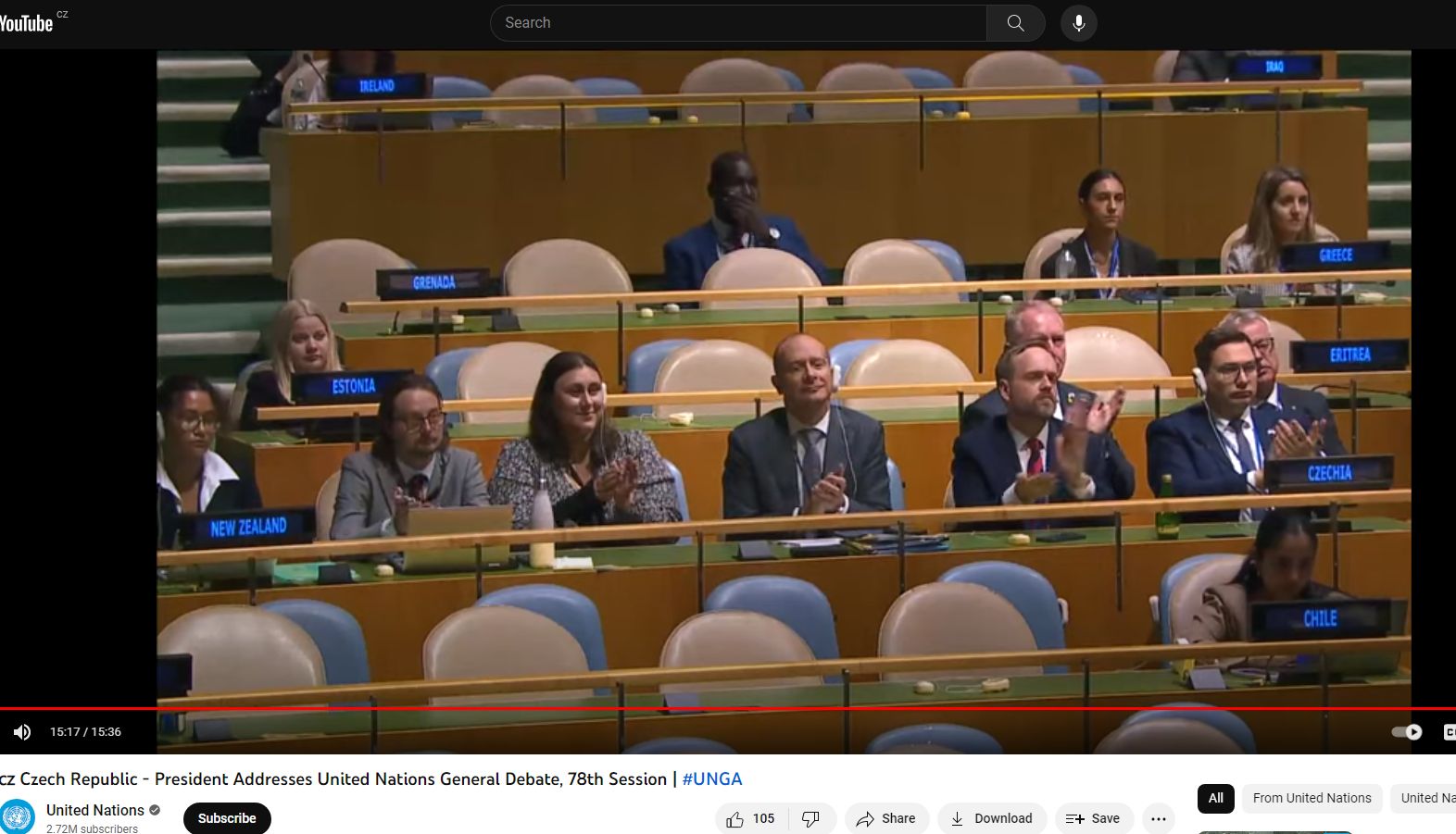 publikum při projevu Petra Pavla na VS OSN 2023