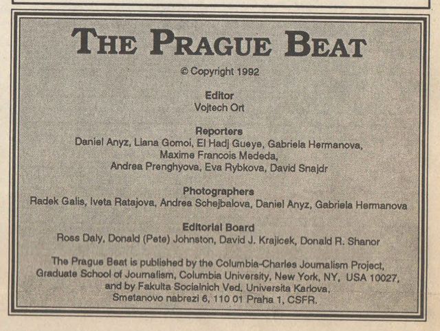 tiráž Prague Beat 1992